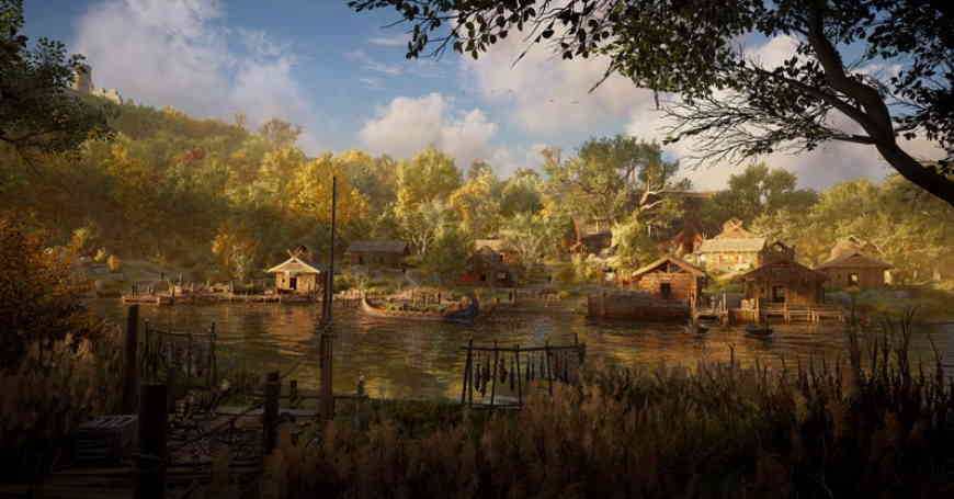 Prikaz vikinškog naselja u Assassin’s Creed Valhalla