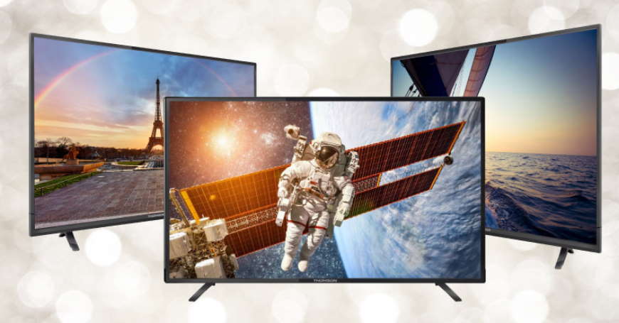 Tri novija modela televizora sa prikazom scena na ekranima od kojih prvi ima astronauta, drugi Pariz a treći otvoreno more ekranima