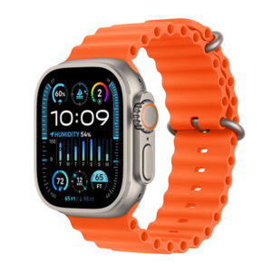 Apple Watch Ultra2 Cellular, 49mm Titanium Case w Orange Ocean Band