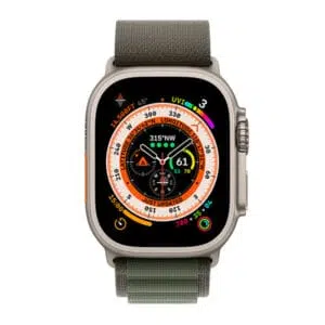 Apple Watch Ultra Cellular 49mm Titanium Case with Green Alpine Loop -Small