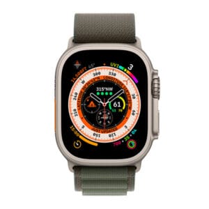 Apple Watch Ultra Cellular 49mm Titanium Case with Green Alpine Loop -medium