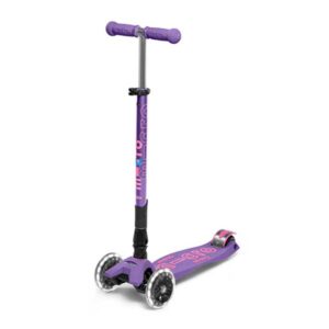 Micro Maxi Micro Deluxe Foldable Purple LED Trotinet — prednji prikaz