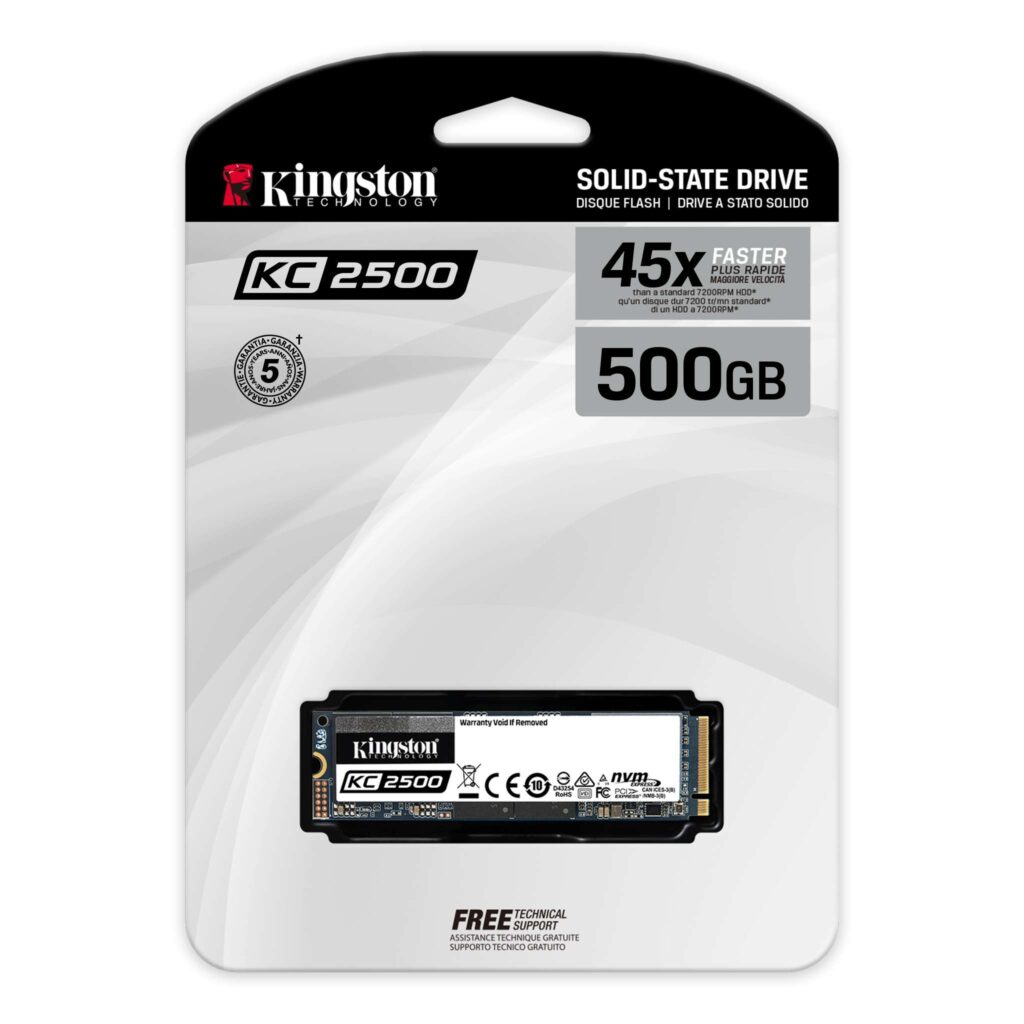 Kingston KC2500 SSD — prednji prikaz
