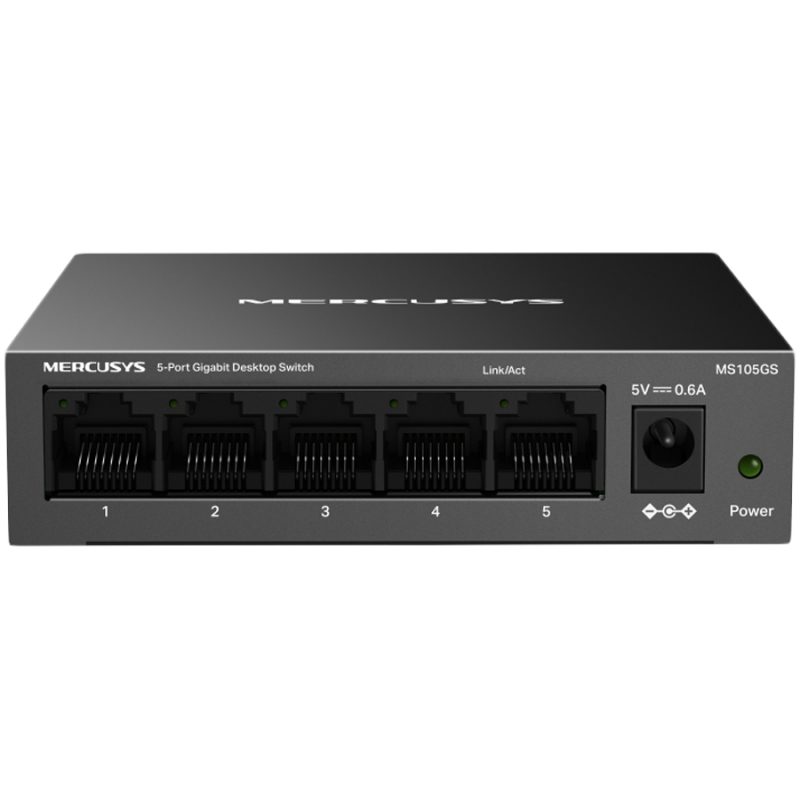 Mercusys MS105GS Switch — prednji prikaz