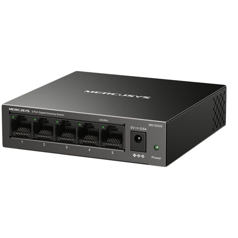 Mercusys MS105GS Switch — prednji prikaz