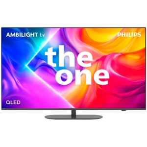 Philips 55PUS9010 QLED TV — prednji prikaz s Ambilight osvjetljenjem