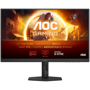 AOC Gaming Monitor Q27G4XF 27" 180Hz — prednji prikaz sa stalkom