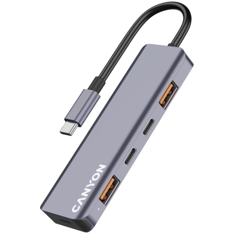 Hub CANYON DS-18 USB-C 5in1 Siva