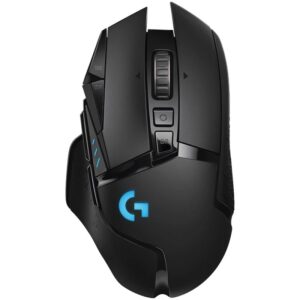 Logitech G502 X LIGHTSPEED gaming miš — prednji i bočni prikaz sa crnom bojom