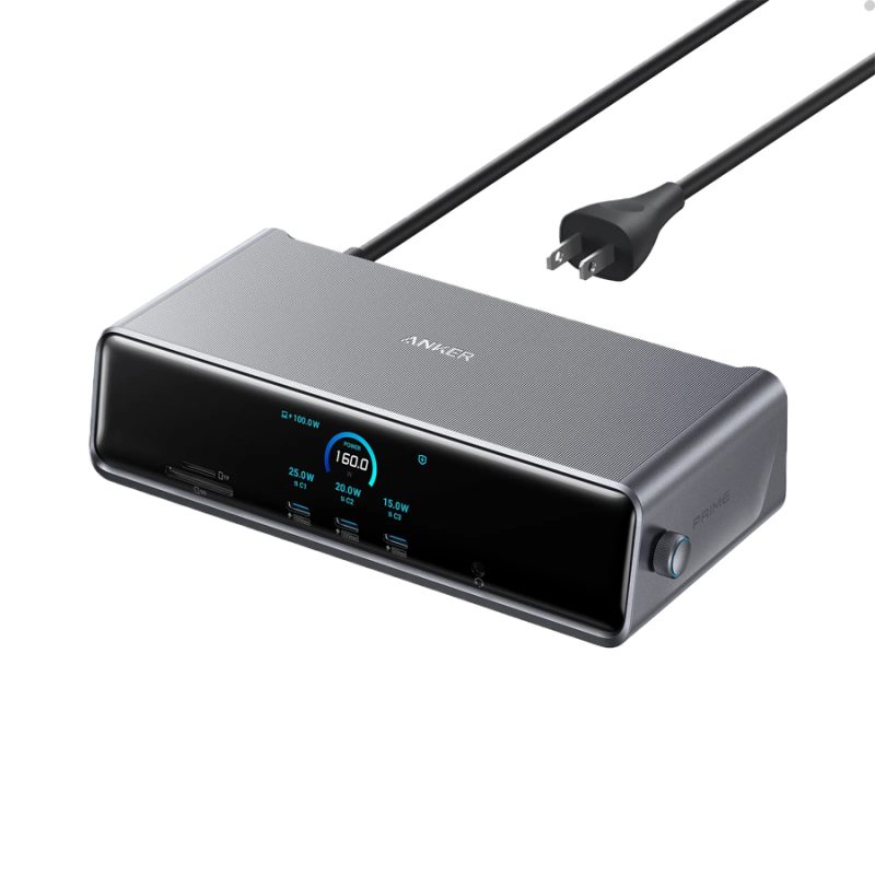 Anker Prime Docking Station 14-u-1 sa trostrukim prikazom — prednji prikaz