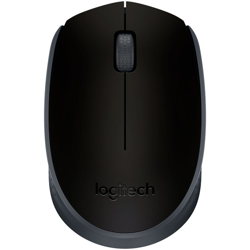 Logitech M171 Wireless Miš — prednji prikaz, crni