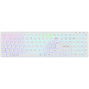 CANYON HKB-W11 Wireless RGB tastatura bijela — prednji prikaz